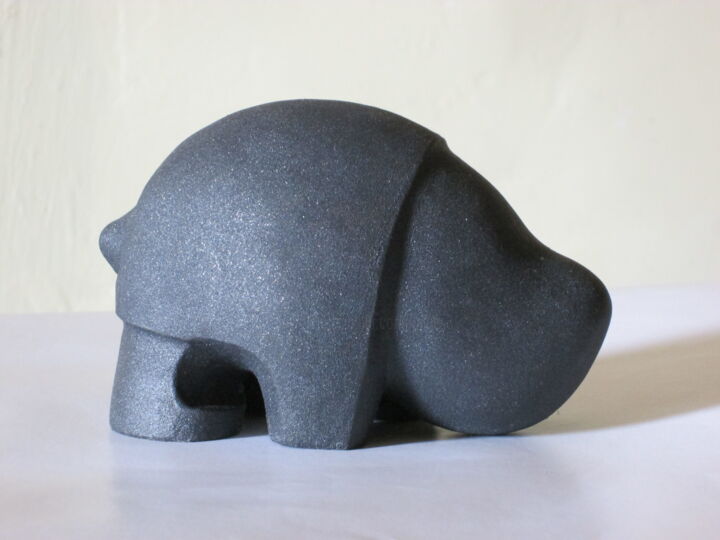 Sculpture titled "Petit rhino" by Gilles Quere, Original Artwork, Terra cotta