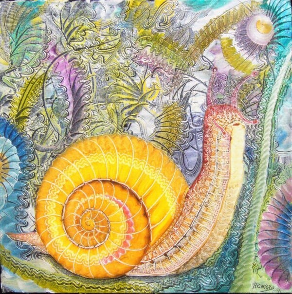 Peinture intitulée "l'escargot" par Gilles Renard, Œuvre d'art originale