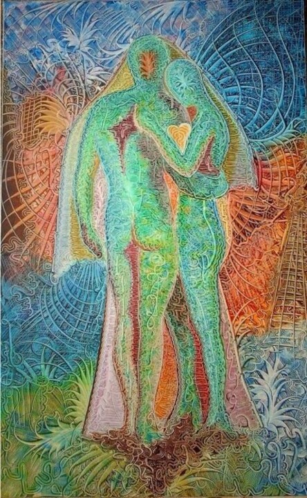 Pittura intitolato "couple fantome" da Gilles Renard, Opera d'arte originale