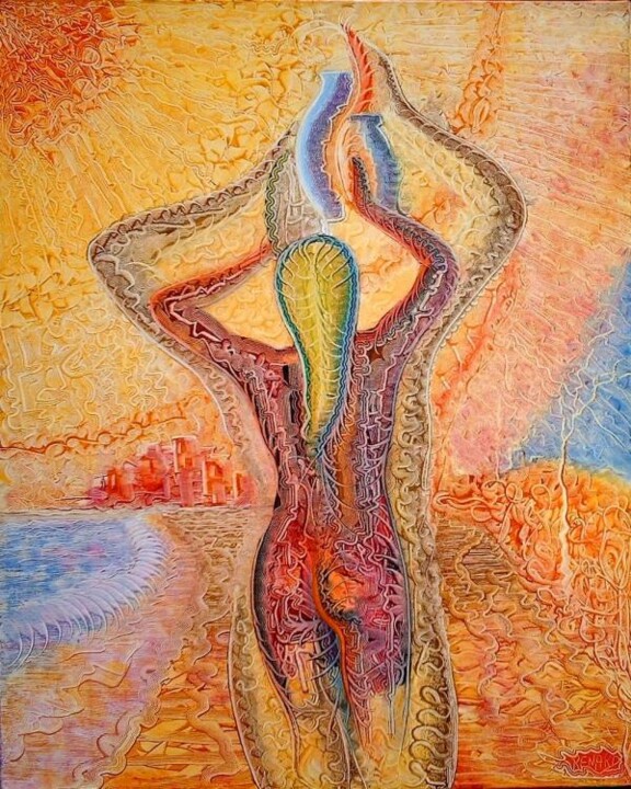 Painting titled "vision" by Gilles Renard, Original Artwork