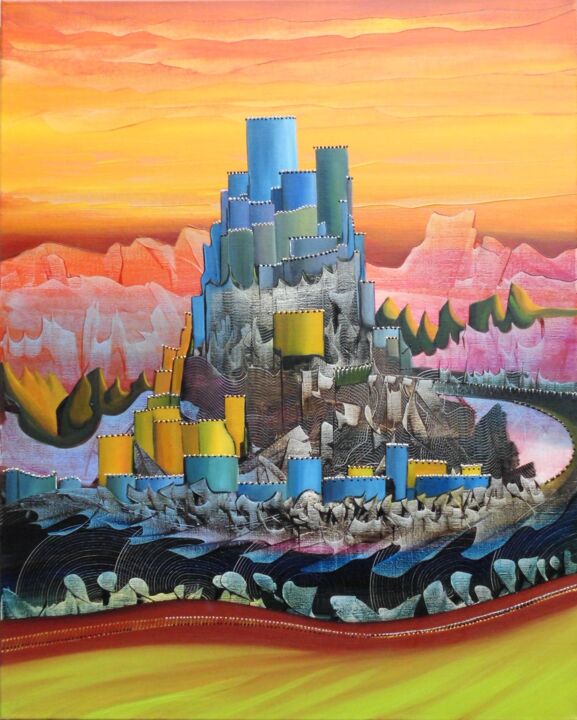 Painting titled "chateau-bleu.jpg" by Gilles Renard, Original Artwork, Other