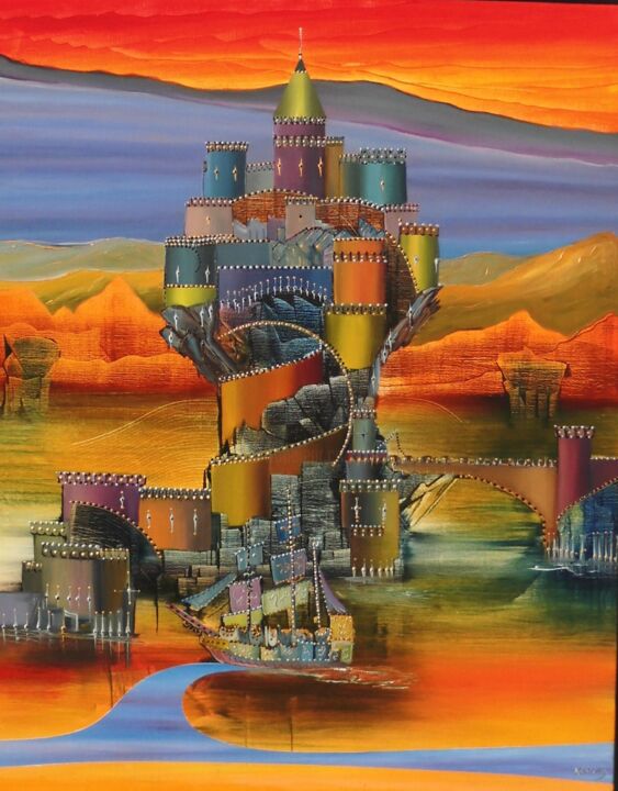 Painting titled "chateau-bling-bling…" by Gilles Renard, Original Artwork