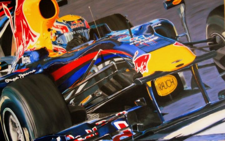 Peinture intitulée "Mark Webber" par Gil Spinning Wheel, Œuvre d'art originale,