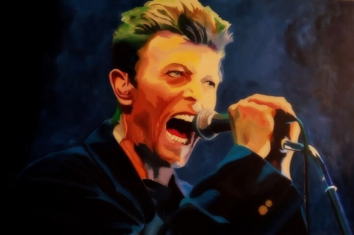 Painting titled "David Bowie" by Gil Spinning Wheel, Original Artwork, Acrylic