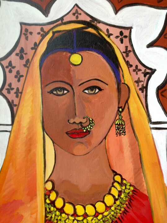 Pintura intitulada "Indienne" por Gilles Roy, Obras de arte originais, Acrílico