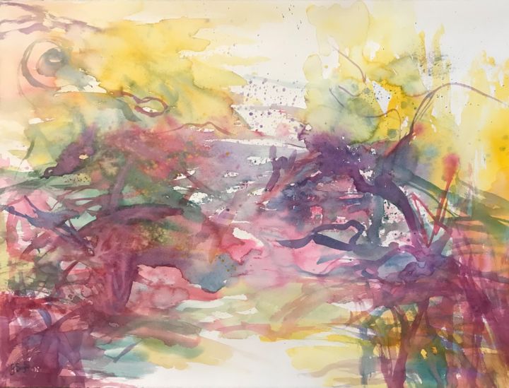 Painting titled "« Le chant des coul…" by Gilles Surgès, Original Artwork, Watercolor