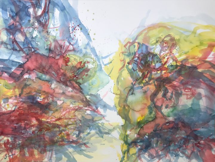 Malerei mit dem Titel "« Au cœur d’un rêve…" von Gilles Surgès, Original-Kunstwerk, Aquarell