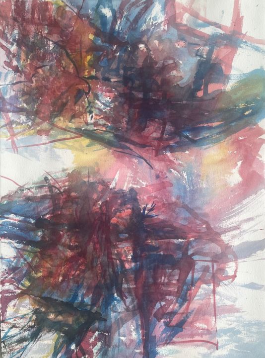 Peinture intitulée "« Percées de lumièr…" par Gilles Surgès, Œuvre d'art originale, Aquarelle Monté sur Verre