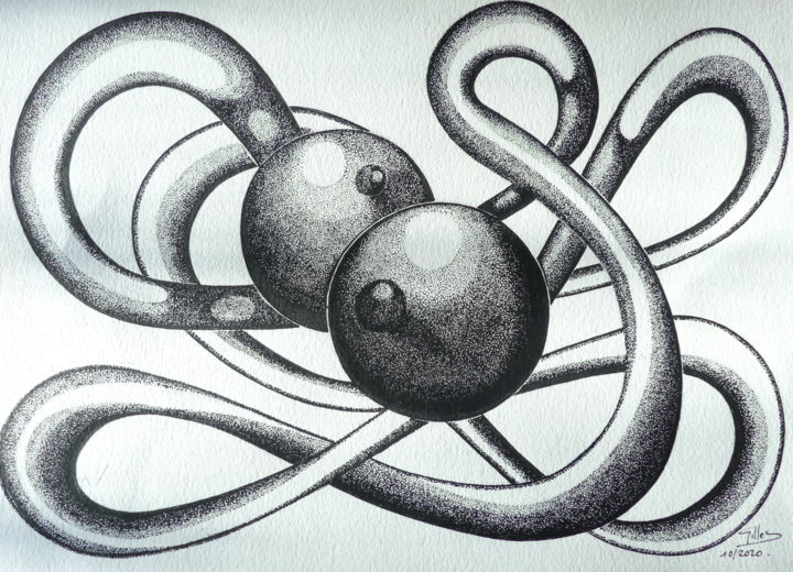 图画 标题为“astéroides” 由Gilles Thoueilles, 原创艺术品, 墨