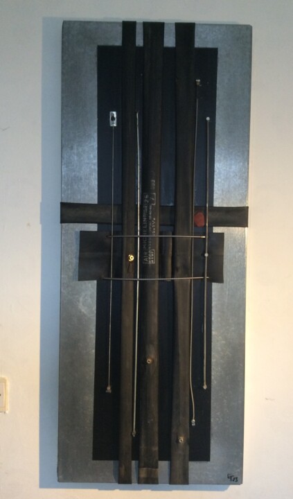 Collages titulada "Internal wiring 4" por Gilles Toquoy (Pneu Man), Obra de arte original, Metales Montado en Metal