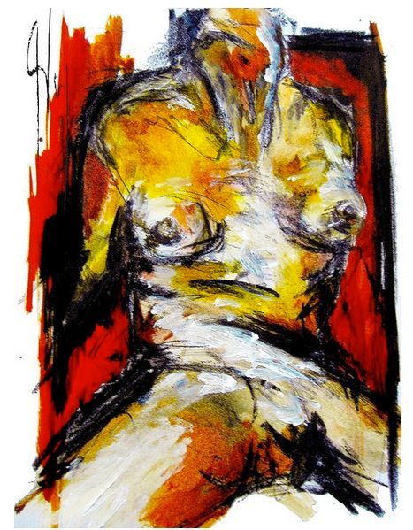 Peinture intitulée "Stained red numéro 7" par Gilles Barp, Œuvre d'art originale,