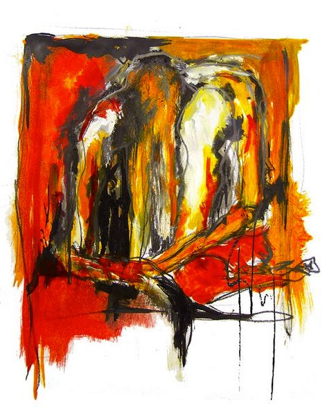 Peinture intitulée "Stained red numéro 4" par Gilles Barp, Œuvre d'art originale,