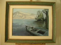 Painting titled "Haute-Savoie lac d'…" by Gilles Bictel, Original Artwork, Oil