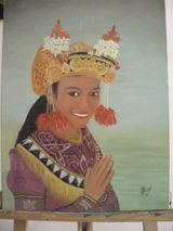 Painting titled "Indonésienne" by Gilles Bictel, Original Artwork, Oil