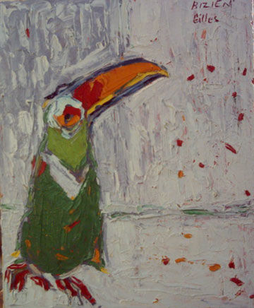 Painting titled "Oiseau" by Gilles Bizien, Original Artwork