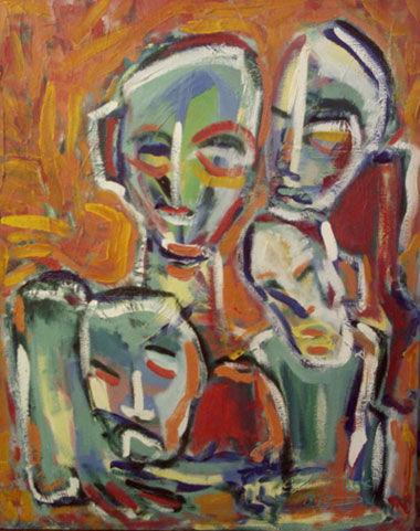 Pintura titulada "Quatre figures" por Gilles Bizien, Obra de arte original