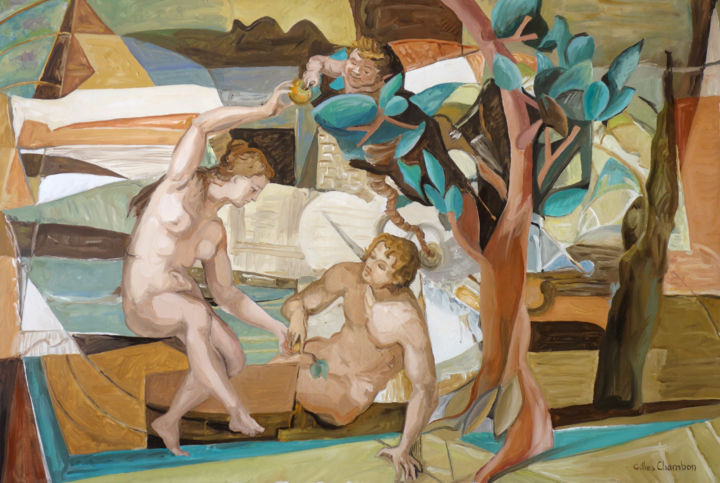 Peinture intitulée "Une tentation" par Gilles Chambon, Œuvre d'art originale, Huile Monté sur Châssis en bois