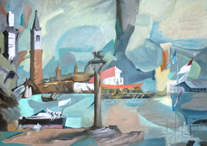 Peinture intitulée "Venise paramnésique" par Gilles Chambon, Œuvre d'art originale, Huile