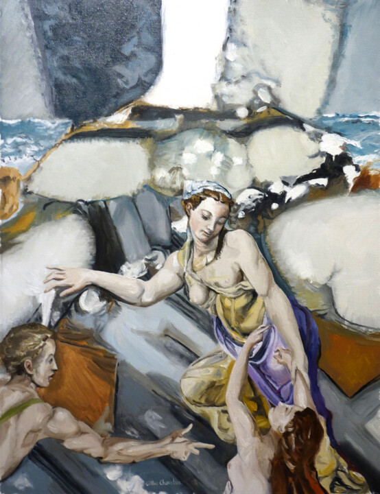Pittura intitolato "Sauvetage" da Gilles Chambon, Opera d'arte originale, Olio Montato su Telaio per barella in legno