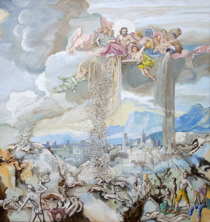 Pintura titulada "Le ciel hostile" por Gilles Chambon, Obra de arte original, Oleo