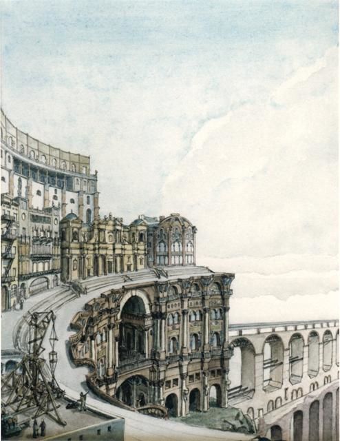 Pittura intitolato "Le viaduc" da Gilles Chambon, Opera d'arte originale, Acquarello