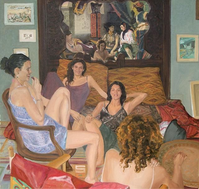Painting titled "Femmes d'Alger dans…" by Gilles Chambon, Original Artwork, Oil