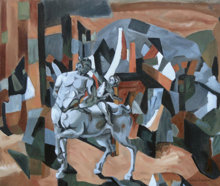 Peinture intitulée "La promenade du cen…" par Gilles Chambon, Œuvre d'art originale, Huile