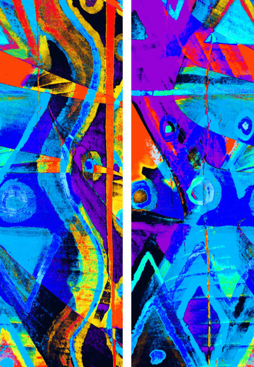 Digital Arts titled "sans titre : diptyq…" by Gilles Mével, Original Artwork, Digital Painting Mounted on Plexiglass