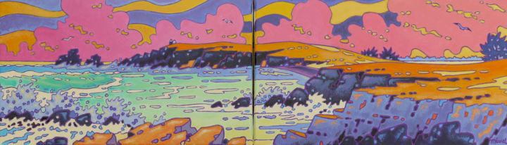 Ζωγραφική με τίτλο "Pointe du Percho .…" από Gilles Mével, Αυθεντικά έργα τέχνης, Ακρυλικό Τοποθετήθηκε στο Ξύλινο φορείο σκ…