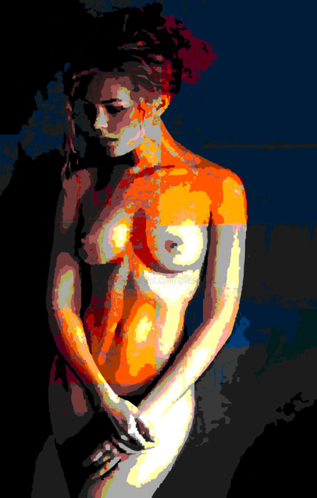 제목이 "untitled . woman 7"인 디지털 아트 Gilles Mével로, 원작, 디지털 페인팅 플렉시글라스에 장착됨