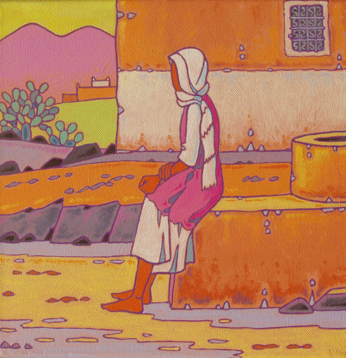 Peinture intitulée "jeune marocaine" par Gilles Mével, Œuvre d'art originale, Acrylique Monté sur Châssis en bois