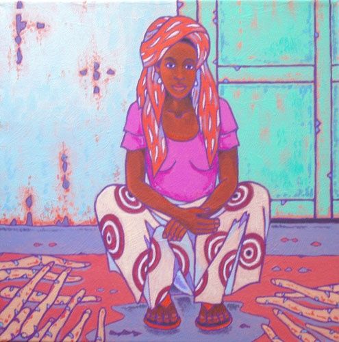 Pintura intitulada "femme de zanzibar" por Gilles Mével, Obras de arte originais