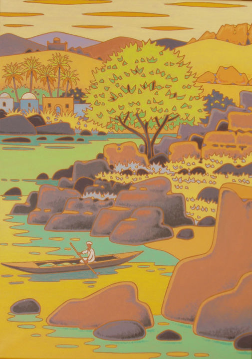 绘画 标题为“village nubien sur…” 由Gilles Mével, 原创艺术品, 丙烯