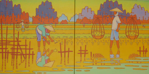 Pintura intitulada "vietnam" por Gilles Mével, Obras de arte originais, Acrílico