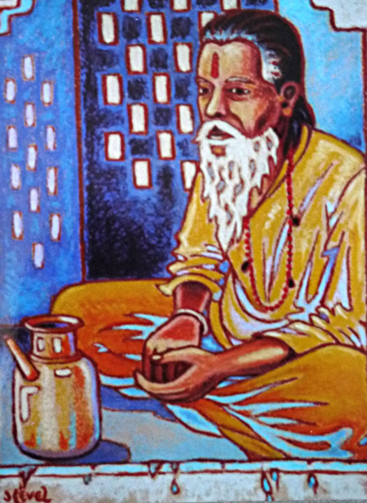 Painting titled "Indien du Rajahstan" by Gilles Mével, Original Artwork, Pastel