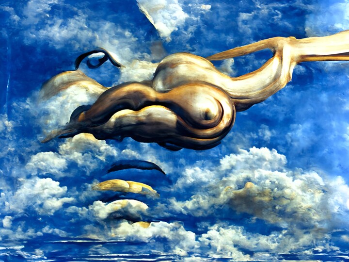 Arts numériques intitulée "Ciel de Cuivre" par Gilles Rosanilla, Œuvre d'art originale, Image générée par l'IA Monté sur Châ…