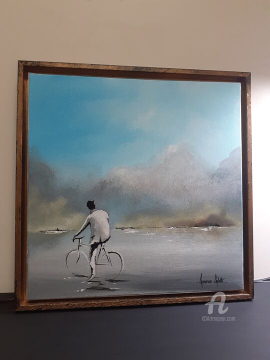 Painting titled "Bicyclette" by Gilette Guerrero, Original Artwork, Acrylic