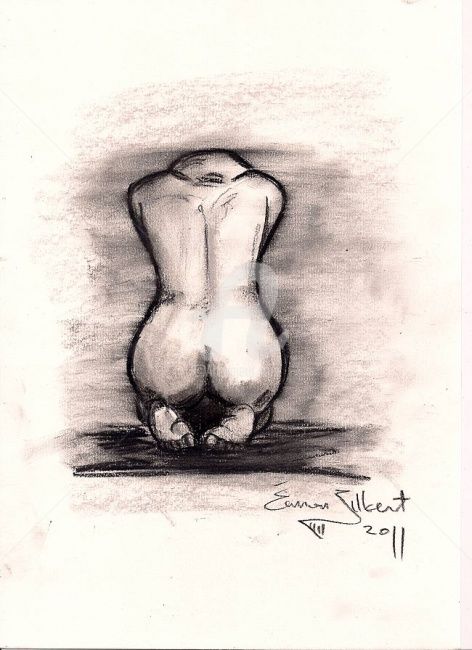 Drawing titled "Nude Kneeling(Back)" by Éamon Gilbert, Original Artwork