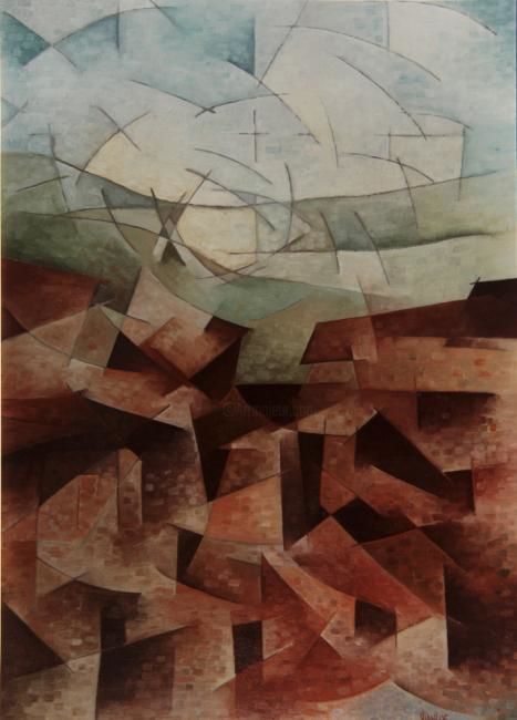 Pittura intitolato "paesaggio" da Gino Viani, Opera d'arte originale