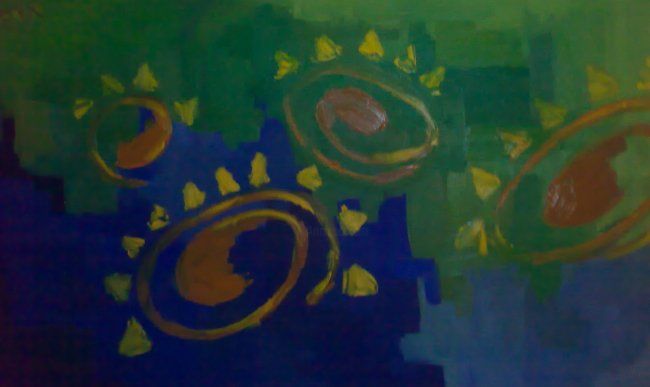 Peinture intitulée "sun flowers" par Gina, Œuvre d'art originale