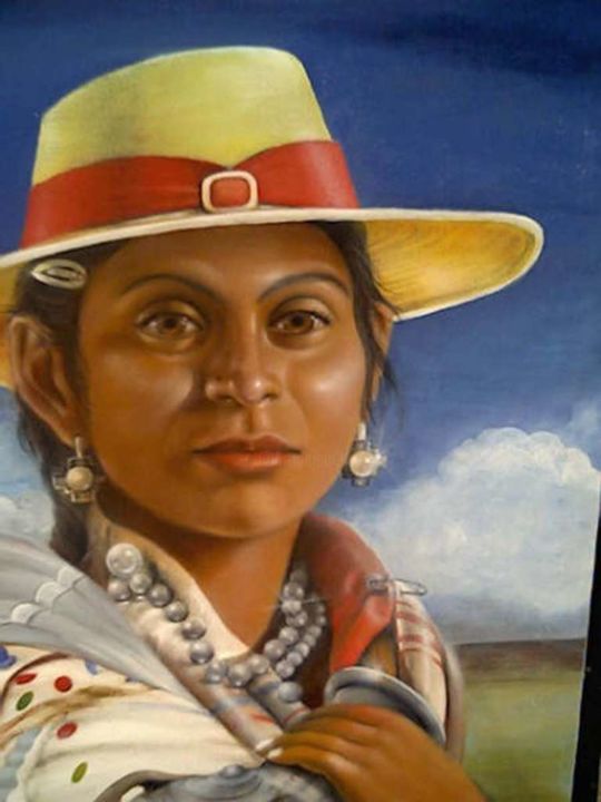 Pintura titulada "mujer-aymara.jpg" por Gino Lopez, Obra de arte original