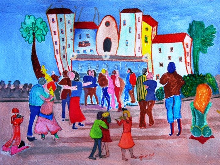 Pintura titulada "Festa a Numana" por Gino Gavazzi, Obra de arte original