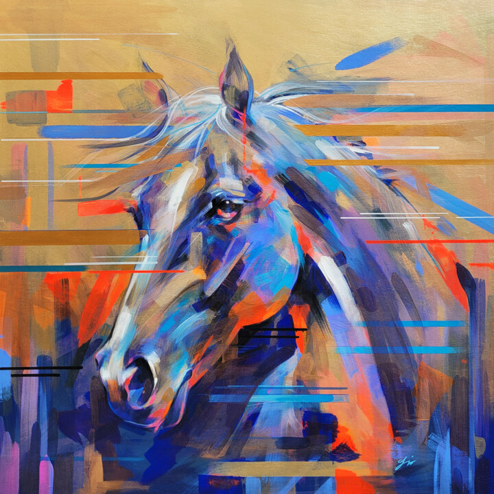 Painting titled "Cheval 1" by Gio Manetta, Original Artwork, Acrylic