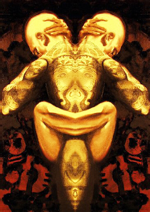 Digitale Kunst getiteld "Bipolar sex" door Giò Pasta, Origineel Kunstwerk, Digitaal Schilderwerk Gemonteerd op Frame voor ho…