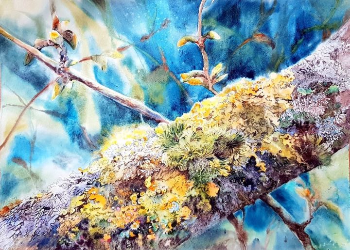 Painting titled "Parménide" by Dominique Gioan, Original Artwork, Watercolor