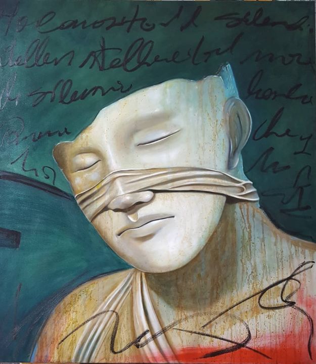 Peinture intitulée "Angelo silente" par Giovanni Casamassima, Œuvre d'art originale, Huile