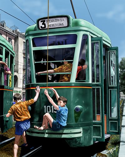 Digital Arts titled "tram.png" by Gianni Coscione, Original Artwork, Digital Painting