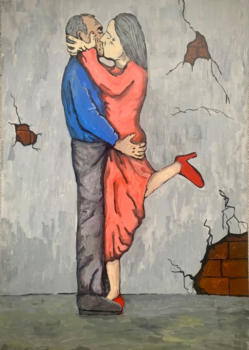 Картина под названием "Kiss" - Gagosh, Подлинное произведение искусства, Акрил