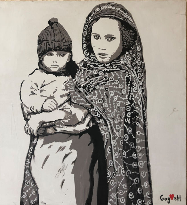 Картина под названием "Children of others" - Gagosh, Подлинное произведение искусства, Акрил