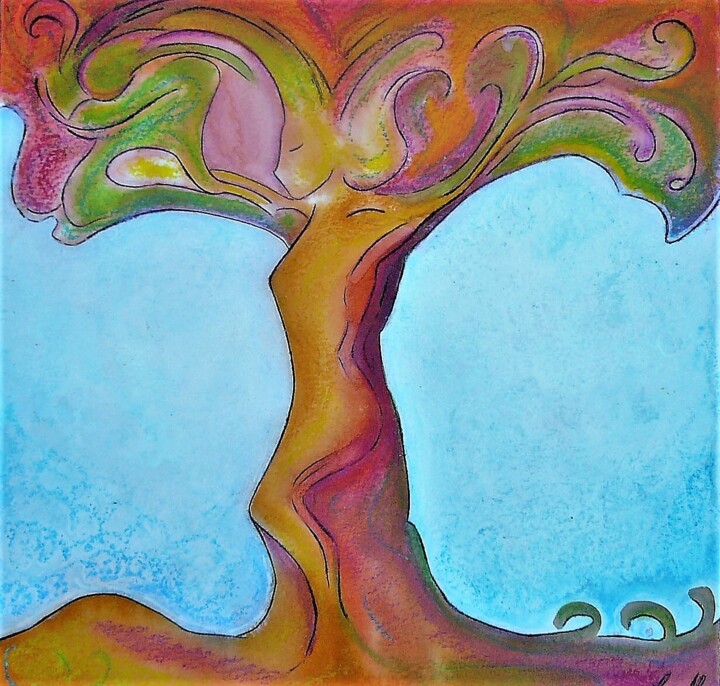Peinture intitulée "Tree's soul, healin…" par Gioia Albano, Œuvre d'art originale, Acrylique